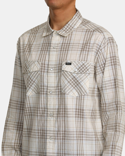3 Neps Plaid Long Sleeve Shirt White AVYWT00470 RVCA