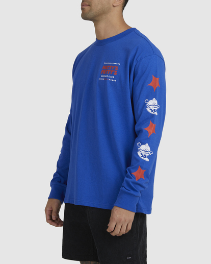6 Matty's Patty's Burger Club Long Sleeve Tee Blue AVYZT01104 RVCA