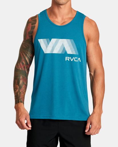 1 VA RVCA Blur Tank Top Green AVYZT01371 RVCA