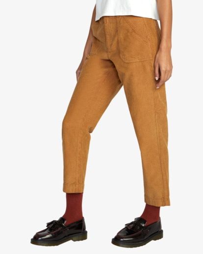 4 Evolution - Corduroy Trousers for Women Brown F3PTRERVF2 RVCA