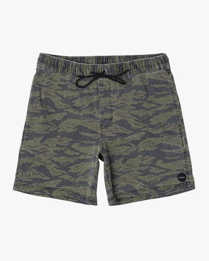 0 Escape Print Elastic Waist Walkshorts 17” Brown M2011REP RVCA