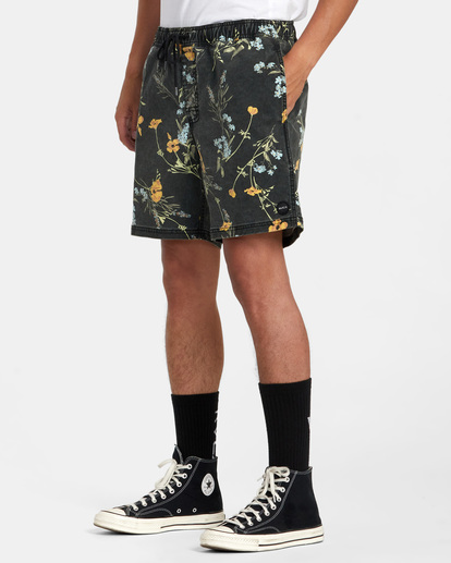 4 Escape Print Elastic Waist Walkshorts 17” Blue M2011REP RVCA