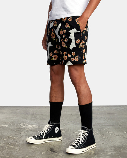 4 Escape Print Elastic Waist Walkshorts 17” Orange M2011REP RVCA