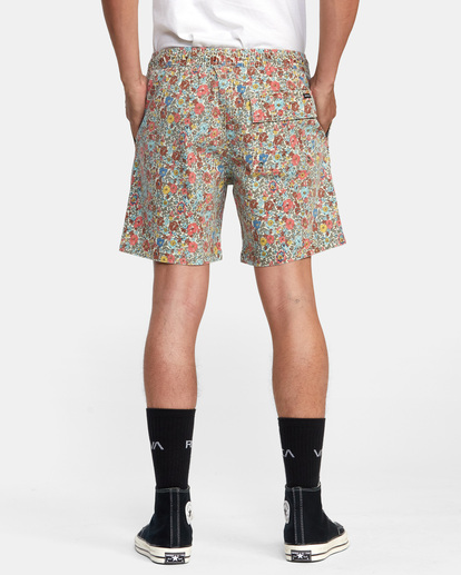 2 Escape Print Elastic Waist Walkshorts 17” White M2011REP RVCA