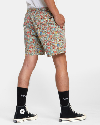 5 Escape Print Elastic Waist Walkshorts 17” White M2011REP RVCA