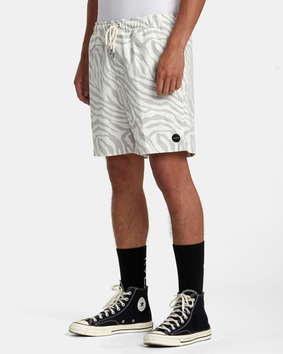 3 Escape Print Elastic Waist Walkshorts 17” White M2011REP RVCA