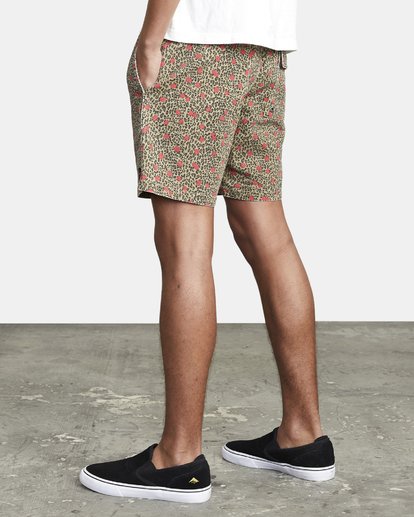 4 Escape Print Elastic Waist Walkshorts 17” Beige M2011REP RVCA