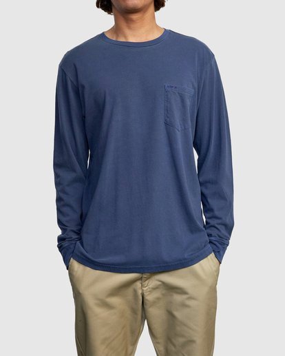 2 PTC Pigment Long Sleeve Tee Blue M467TRPT RVCA