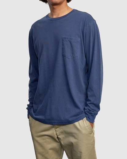4 PTC Pigment Long Sleeve Tee Blue M467TRPT RVCA