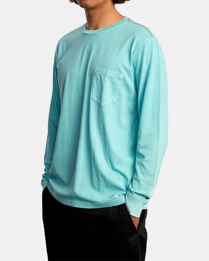 4 PTC Pigment Long Sleeve Tee Blue M467TRPT RVCA