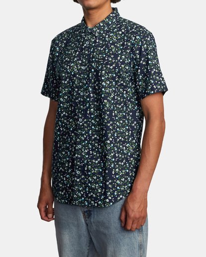 3 That'll Do Slim Fit Short Sleeve Shirt Blue M502VRTD RVCA