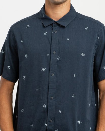 RVCA Mens Pommier Buds Short Sleeve Woven Button Front Shirt RVCA Mens Pommier Buds Short Sleeve Woven Button Front Shirt