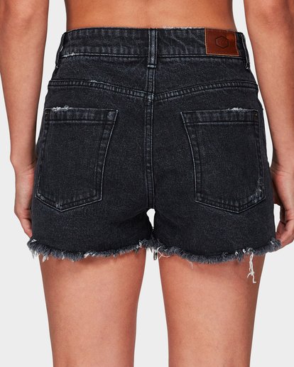 Rvca Georgie High Rise Denim Shorts In Stripe