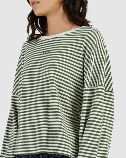 3 Ivy Stripes Long Sleeve Green UVJKT00127 RVCA