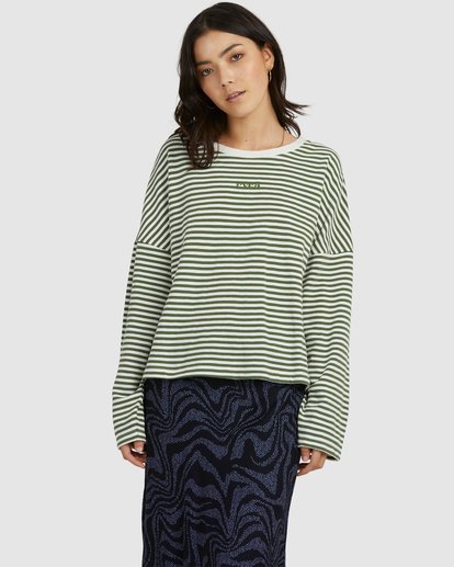 1 Ivy Stripes Long Sleeve Green UVJKT00127 RVCA