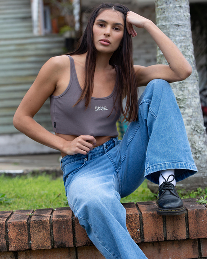 0 OLD RVCA CROPPED TANK Grey UVJKT00166 RVCA