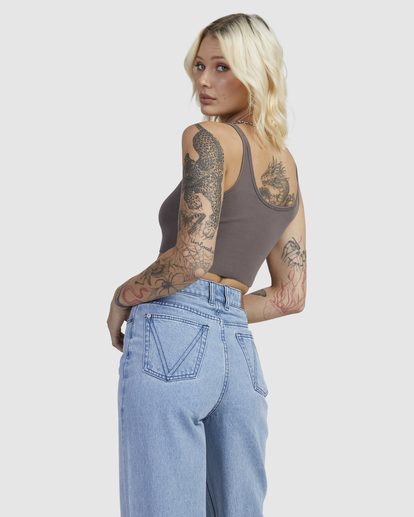 3 OLD RVCA CROPPED TANK Grey UVJKT00166 RVCA