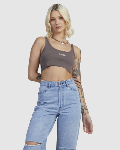 1 OLD RVCA CROPPED TANK Grey UVJKT00166 RVCA