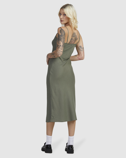3 EVERYDAY BIAS MIDI DRESS Green UVJWD00168 RVCA