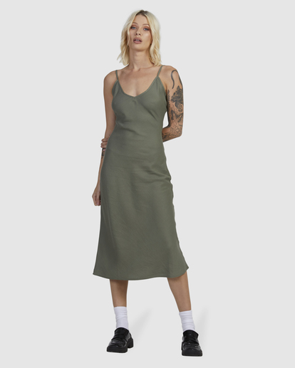 1 EVERYDAY BIAS MIDI DRESS Green UVJWD00168 RVCA