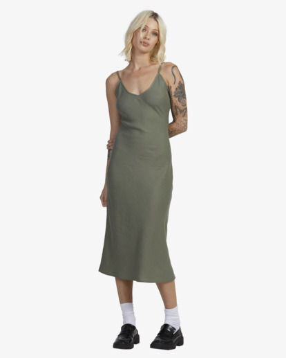 2 EVERYDAY BIAS MIDI DRESS Green UVJWD00168 RVCA