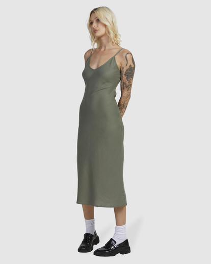 4 EVERYDAY BIAS MIDI DRESS Green UVJWD00168 RVCA