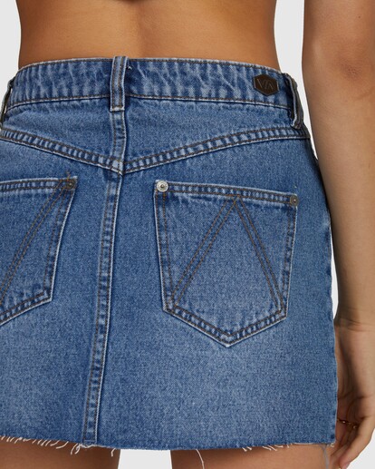 3 Mid Rise Denim Skirt Blue UVJWK00126 RVCA