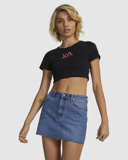 0 Mid Rise Denim Skirt Blue UVJWK00126 RVCA