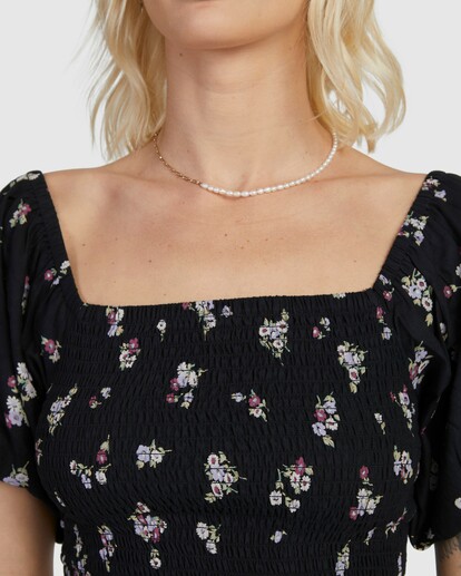 4 SPRINKLE SMOCKED TOP Black UVJWT00132 RVCA