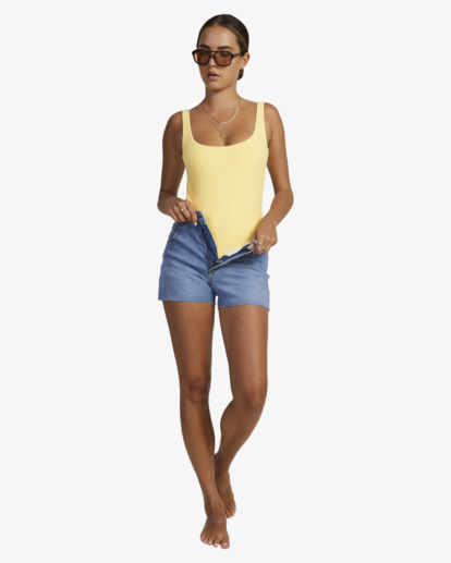 6 Tezzy Rib Scooped One Piece Yellow UVJX100140 RVCA