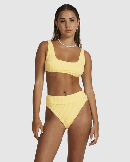 2 Tezzy Rib High Rise Bikini Bottom Yellow UVJX400132 RVCA