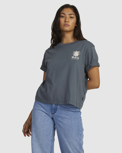 0 RVCA PALMS CUFFED EASY T-SHIRT Black UVJZT00194 RVCA