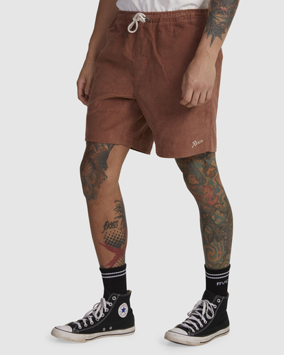 0 Escape Cord Elastic Script Shorts Brown UVYWS00131 RVCA