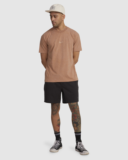 4 Alley Script T-Shirt Brown UVYZT00585 RVCA