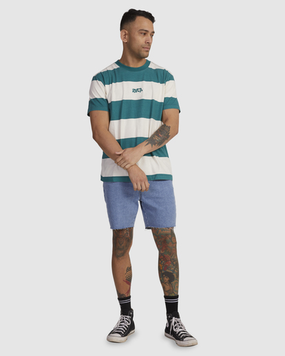 4 Zerox Stripe T-Shirt Blue UVYZT00606 RVCA