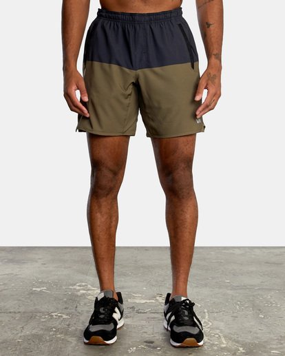 2 Yogger Stretch Elastic Waist Shorts 17" Brown V201TRYS RVCA