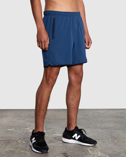 7 Yogger Stretch Elastic Waist Shorts 17" Blue V201TRYS RVCA