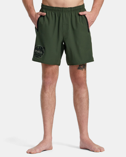 1 Yogger Stretch Elastic Waist Shorts 17" Brown V201TRYS RVCA