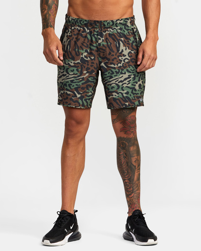 1 Yogger Stretch Elastic Waist Shorts 17" Green V201TRYS RVCA