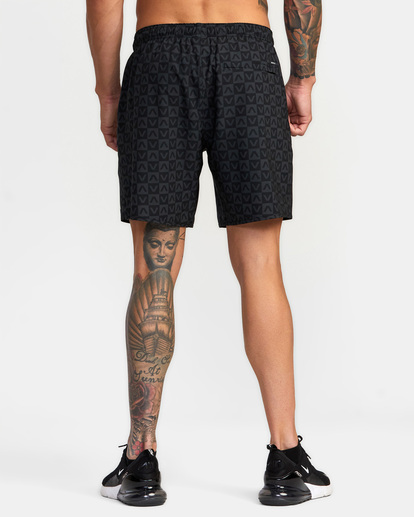 2 Yogger Stretch Elastic Waist Shorts 17" Black V201TRYS RVCA