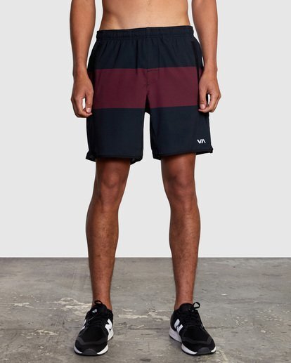 2 Yogger Stretch Elastic Waist Shorts 17" Red V201TRYS RVCA