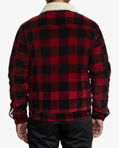 Red corduroy jacket with online fur