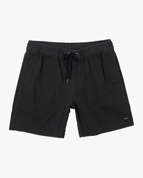 0 Boy's Escape Solid Elastic Walkshorts 17" Black AVBWS00105 RVCA