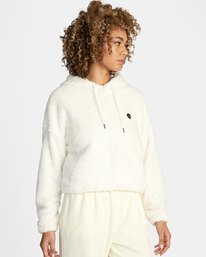 5 Fuzzy Zip-Up Fleece Hoodie White AVJFT00134 RVCA