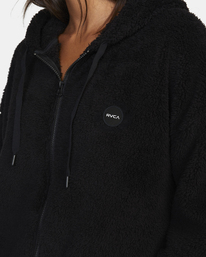 2 Fuzzy Zip-Up Fleece Hoodie Black AVJFT00134 RVCA