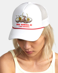 rvca, Coconuts Foamy Trucker Hat, WHITE (wht) COCONUTS FOAMY TRUCKER AVJHA00160