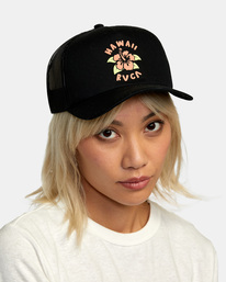 0 Hibiscus Hawaii Foam Trucker Hat Black AVJHA00171 RVCA