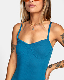 5 Just Friends Pointelle Midi Dress Blue AVJKD00135 RVCA