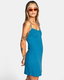4 Just Friends Pointelle Midi Dress Blue AVJKD00135 RVCA