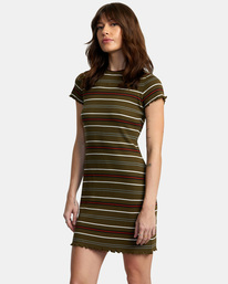 3 Rover Rib Knit Dress Brown AVJKD00163 RVCA